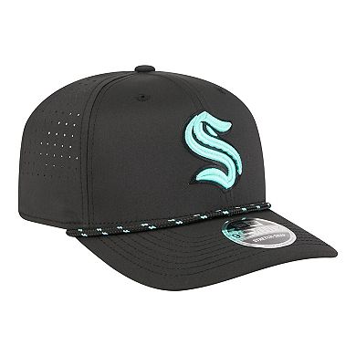 Men's New Era Black Seattle Kraken Sport Vented 9SEVENTY Rope Adjustable Hat