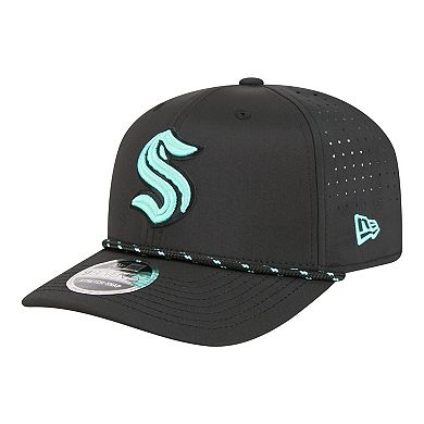 Men's New Era Black Seattle Kraken Sport Vented 9SEVENTY Rope Adjustable Hat