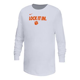 Youth Nike White Clemson Tigers On-Court Bench Legend Dri-FIT Long Sleeve T-Shirt