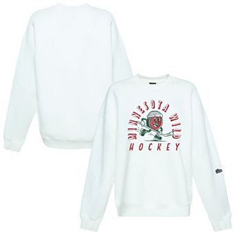 Women's Hype and Vice White Minnesota Wild Action Mascot Oversized Sweatshirt