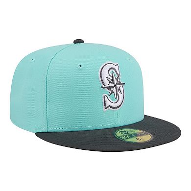 Men's New Era Turquoise/Charcoal Seattle Mariners Two-Tone Color Pack 59FIFTY Fitted Hat