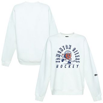 Women's Hype and Vice White Edmonton Oilers Action Mascot Oversized Sweatshirt