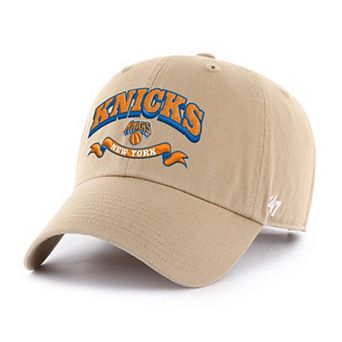 Men's '47 Khaki New York Knicks Fast Break Chase Region Clean Up Adjustable Hat