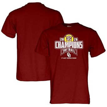 Unisex Blue 84 Crimson Oklahoma Sooners 2026 SEC Regular Season Softball Champions Locker Room T-Shirt