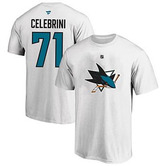Men's Fanatics Macklin Celebrini White San Jose Sharks Big & Tall Heat Check Name & Number T-Shirt