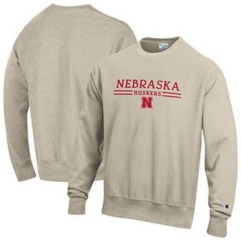 Men's Champion Oatmeal Nebraska Huskers Reverse Weave Crewneck Sweatshirt