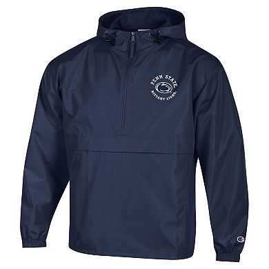 Men's Champion Navy Penn State Nittany Lions Packable Hooded Windbreaker Half-Zip Jacket