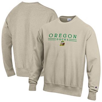 Men's Champion Oatmeal Oregon Ducks Reverse Weave Crewneck Sweatshirt