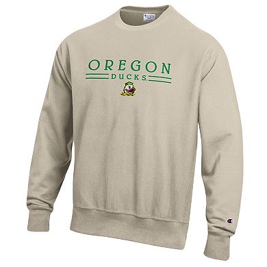 Men's Champion Oatmeal Oregon Ducks Reverse Weave Crewneck Sweatshirt