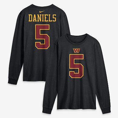 Men's Nike Jayden Daniels Black Washington Commanders Name & Number Long Sleeve T-Shirt