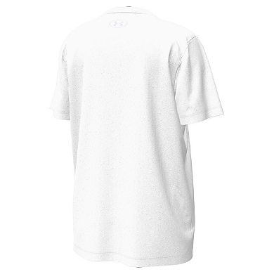 Youth Under Armour White Notre Dame Fighting Irish Golfing Leprechaun Tech Stretch Performance T-Shirt