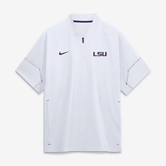 Men's Nike White LSU Tigers 2026 Sideline Short Sleeve Quarter-Zip Coaches Jacket