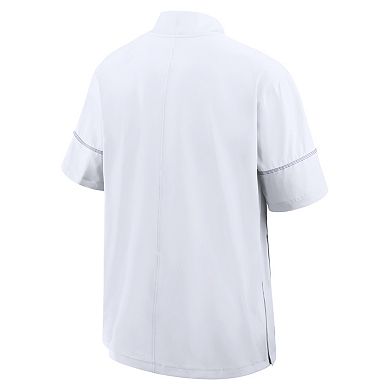 Men's Nike White LSU Tigers 2026 Sideline Short Sleeve Quarter-Zip Coaches Jacket