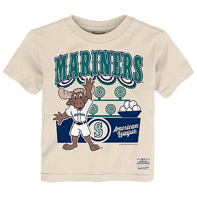 Toddler Mitchell & Ness Cream Seattle Mariners Step Back Up T-Shirt