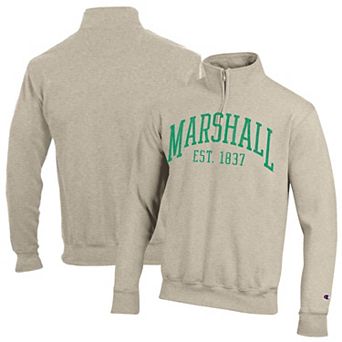 Men's Champion Cream Marshall Thundering Herd Established Date Quarter-Zip Pullover