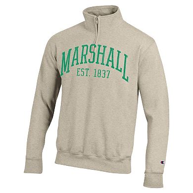 Men's Champion Cream Marshall Thundering Herd Established Date Quarter-Zip Pullover