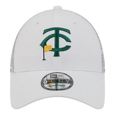 Men's New Era White Minnesota Twins Flag 9FORTY Trucker Adjustable Hat