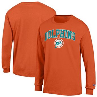 Men's Champion Orange Miami Dolphins Arch Over Logo Long Sleeve T-Shirt