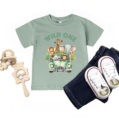 The Juniper Shop Wild One Animals Car Toddler Short Sleeve Tee