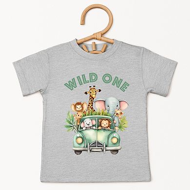 The Juniper Shop Wild One Animals Car Toddler Short Sleeve Tee