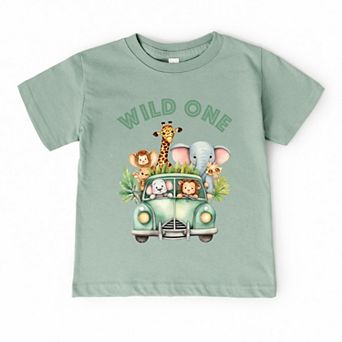 The Juniper Shop Wild One Animals Car Toddler Short Sleeve Tee