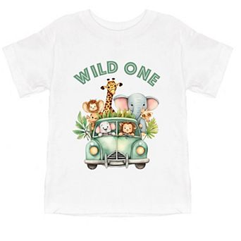 The Juniper Shop Wild One Animals Car Toddler Short Sleeve Tee