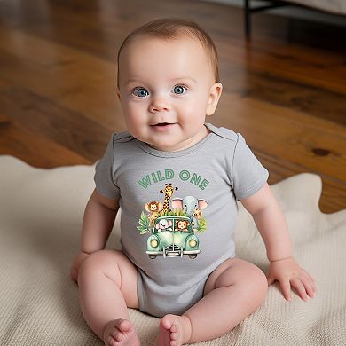 The Juniper Shop Wild One Animals Car Baby Short Sleeve Bodysuit