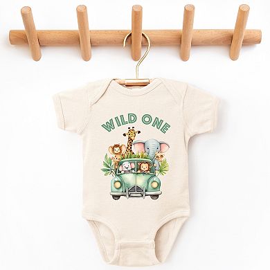 The Juniper Shop Wild One Animals Car Baby Short Sleeve Bodysuit