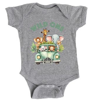 The Juniper Shop Wild One Animals Car Baby Short Sleeve Bodysuit