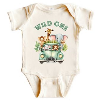 The Juniper Shop Wild One Animals Car Baby Short Sleeve Bodysuit