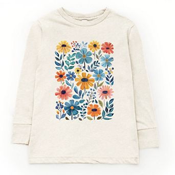 The Juniper Shop Watercolor Daisy Garden Youth Long Sleeve Tee