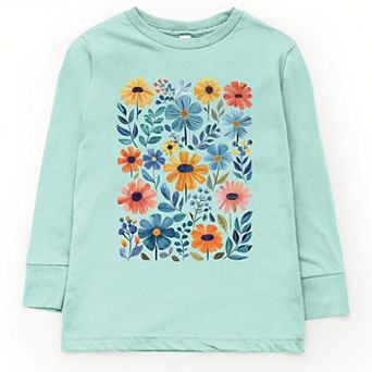 The Juniper Shop Watercolor Daisy Garden Youth Long Sleeve Tee