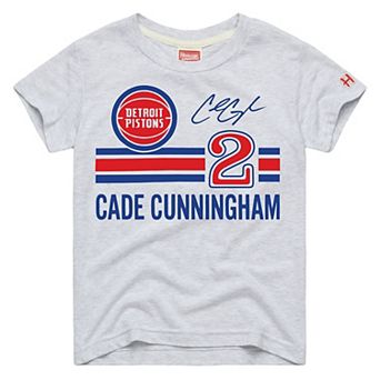 Youth Homage Cade Cunningham Ash Detroit Pistons Remix Signature Name & Number Tri-Blend T-Shirt