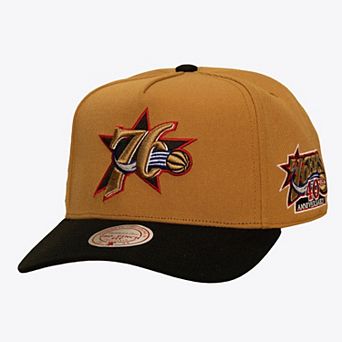 Men's Mitchell & Ness Bronze/Black Philadelphia 76ers In the City Pro Pinch Snapback Hat