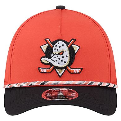 Men's New Era Orange/Black Anaheim Ducks 39THIRTY Two-Tone Featherweight M-Crown Flex Hat