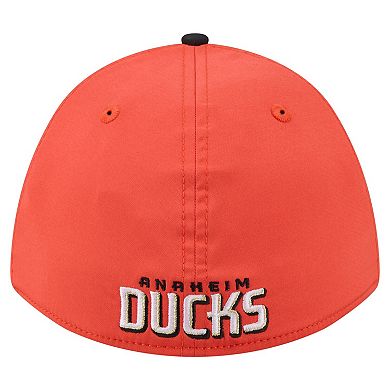 Men's New Era Orange/Black Anaheim Ducks 39THIRTY Two-Tone Featherweight M-Crown Flex Hat