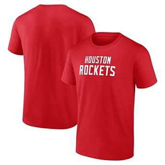 Men's Logo Athletic Red Houston Rockets Wordmark T-Shirt