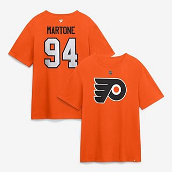 Men's Fanatics Porter Martone Orange Philadelphia Flyers Authentic Stack Name & Number T-Shirt