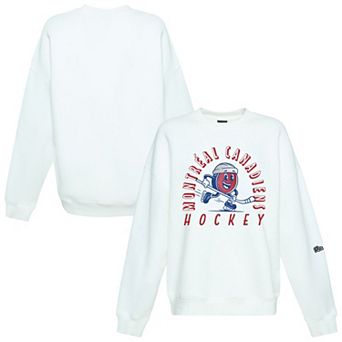 Women's Hype and Vice White Montreal Canadiens Action Mascot Oversized Sweatshirt