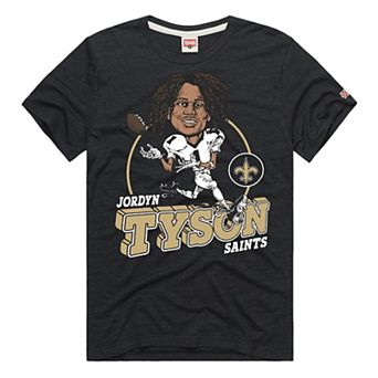 Unisex Homage Jordyn Tyson Charcoal New Orleans Saints Caricature Player Graphic Tri-Blend T-Shirt
