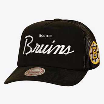Men's Mitchell & Ness Black Boston Bruins Head Coach Trucker Adjustable Hat