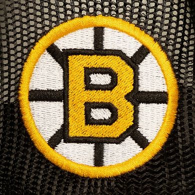 Men's Mitchell & Ness Black Boston Bruins Head Coach Trucker Adjustable Hat