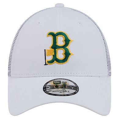Men's New Era White Boston Red Sox Flag 9FORTY Trucker Adjustable Hat