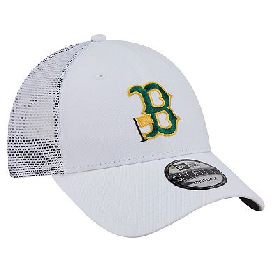 Men's New Era White Boston Red Sox Flag 9FORTY Trucker Adjustable Hat