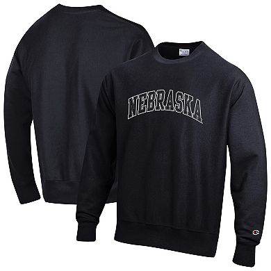 Men's Champion Black Nebraska Huskers Reverse Weave Crewneck Sweatshirt