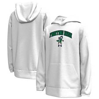 Youth Under Armour White Notre Dame Fighting Irish Golfing Leprechaun Fleece Performance Hoodie