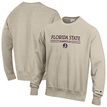 Men's Champion Oatmeal Florida State Seminoles Reverse Weave Crewneck Sweatshirt