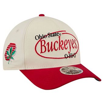 Men's New Era Natural/Scarlet Ohio State Buckeyes Prepster 9FORTY M-Crown Adjustable Hat