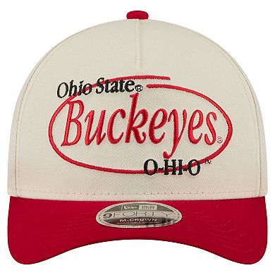 Men's New Era Natural/Scarlet Ohio State Buckeyes Prepster 9FORTY M-Crown Adjustable Hat