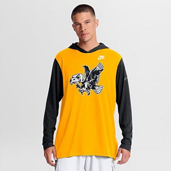 Men's Nike Gold/Black Iowa Hawkeyes Campus Legacy Tri-Blend Long Sleeve Hooded T-Shirt